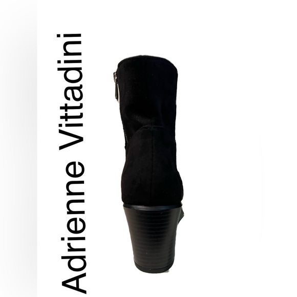 New ADRIENNE VITTADINI Women’s Black Almond Toe Side Zip Wedge Bootie Size 7M - Picture 5 of 10